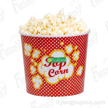 Bella tazza di popcorn di carta usa e getta